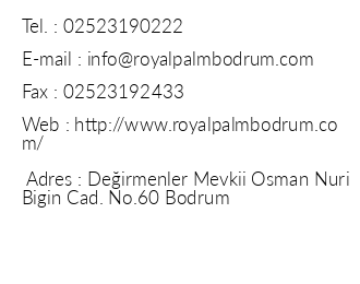 Royal Palm Residence Bodrum iletiim bilgileri